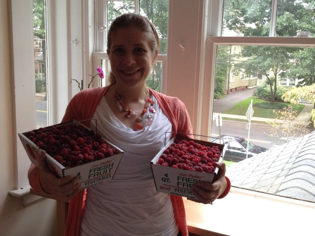 Me with fresh picked raspberries