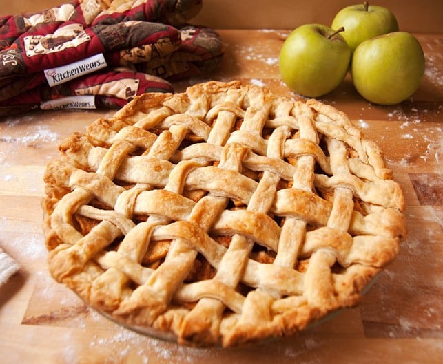 Homemade Apple Pie on the floured work surface