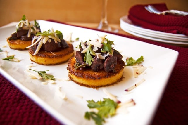 Polenta Cakes w/ Red Wine Mushrooms - 2Teaspoons