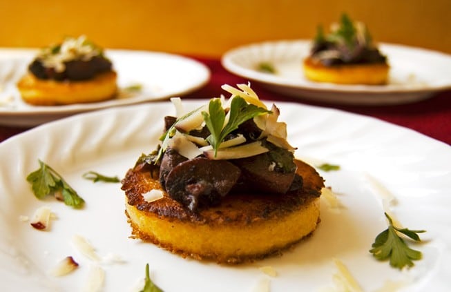 Polenta Cakes w/ Red Wine Mushrooms - 2Teaspoons