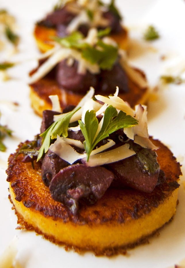 Polenta Cakes w/ Red Wine Mushrooms - 2Teaspoons