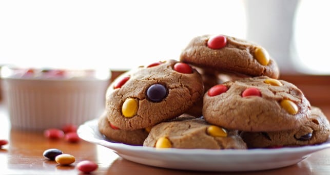 Soft Peanut Butter Cookies with Reese’s Pieces - 2Teaspoons