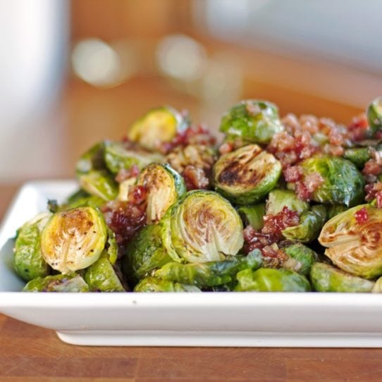 Roasted Brussels Sprouts with Maple Pancetta Bacon Glaze 2teaspoons