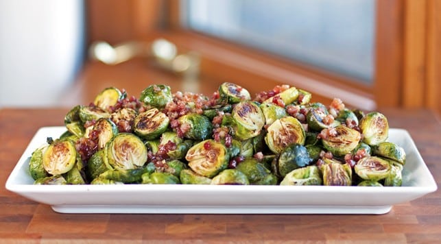 Roasted Brussels Sprouts with Maple Pancetta Bacon Glaze - 2Teaspoons