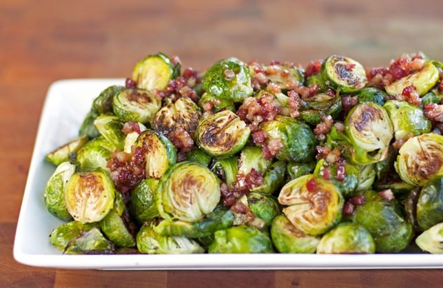 Roasted Brussels Sprouts with Maple Pancetta Bacon Glaze - 2Teaspoons