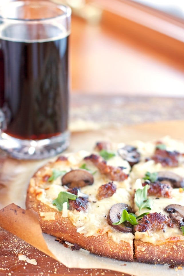 Sausage and Mushroom White Pizza - 2Teaspoons