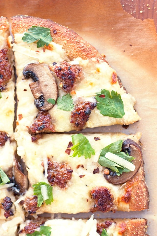 Sausage and Mushroom White Pizza - 2Teaspoons