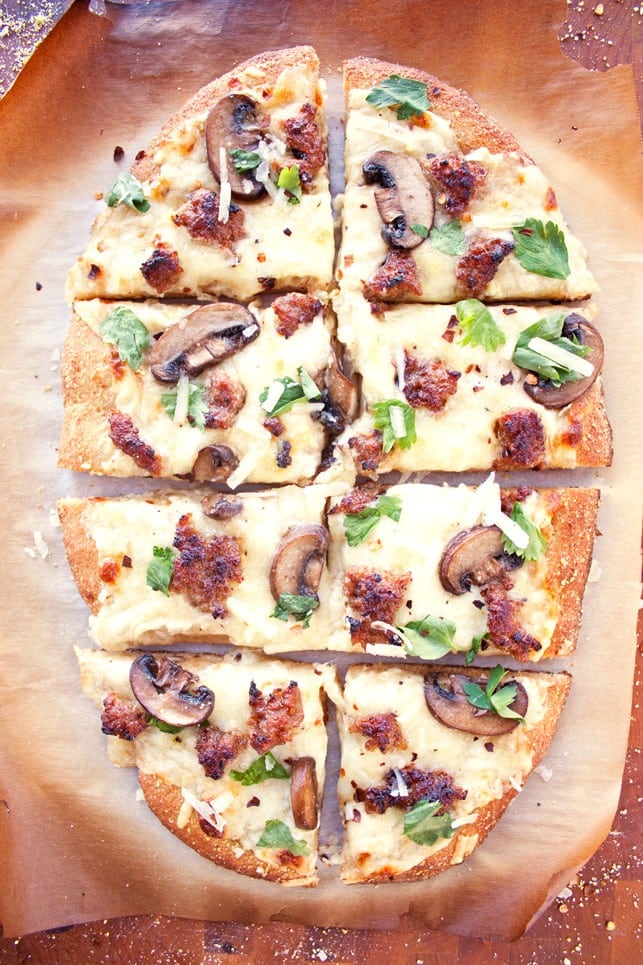 Sausage and Mushroom White Pizza - 2Teaspoons