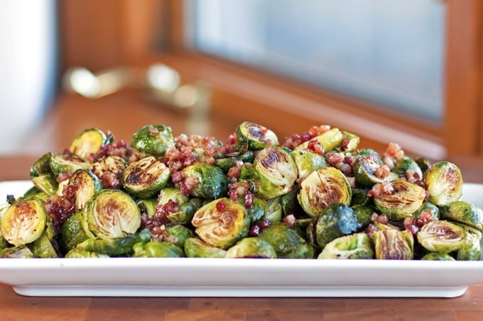 Roasted Brussels Sprouts with Maple Pancetta Bacon Glaze - 2Teaspoons