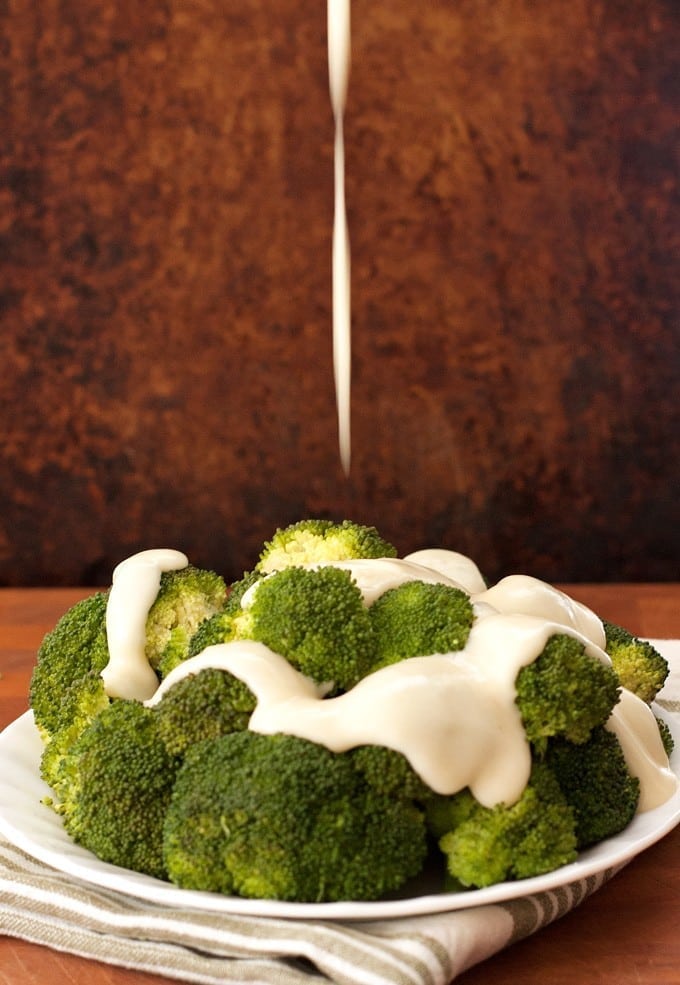 Broccoli with Cheddar Beer Sauce - 2Teaspoons