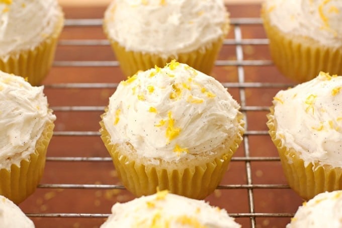 Lemon Cupcakes with Vanilla Bean Frosting - 2Teaspoons