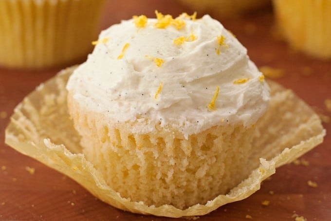 Lemon Cupcakes with Vanilla Bean Frosting - 2Teaspoons