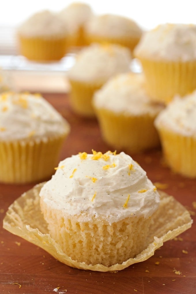 Lemon Cupcakes with Vanilla Bean Frosting - 2Teaspoons