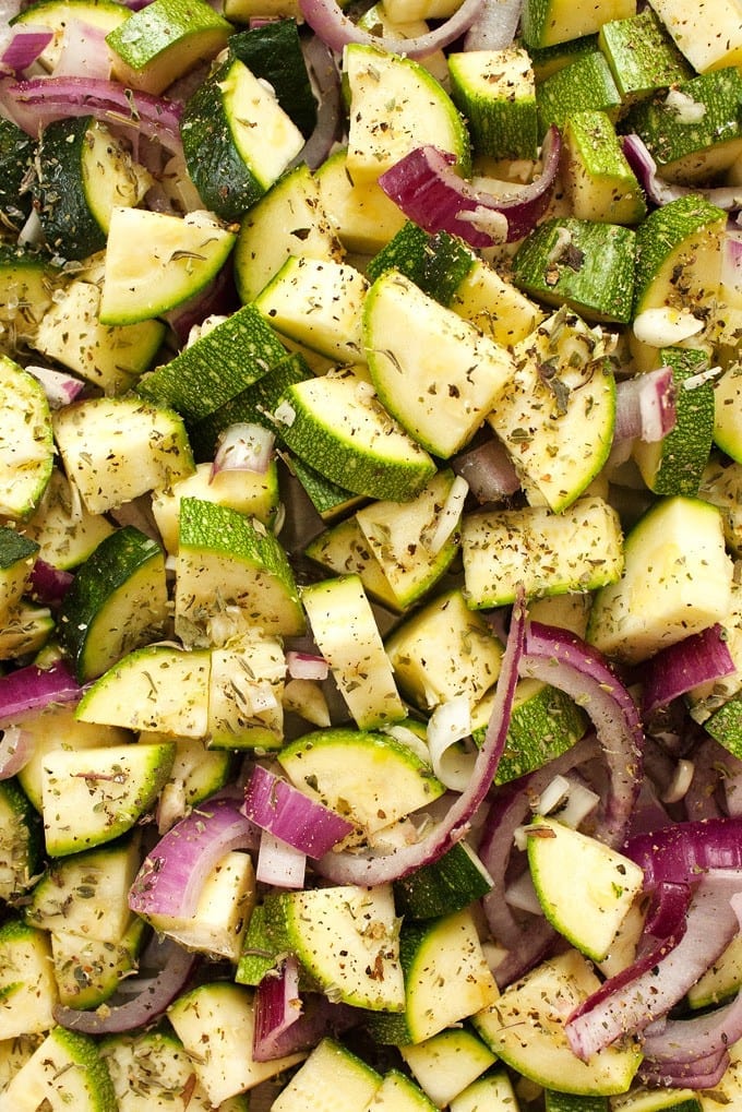 sautéed zucchini with red onions and herbs
