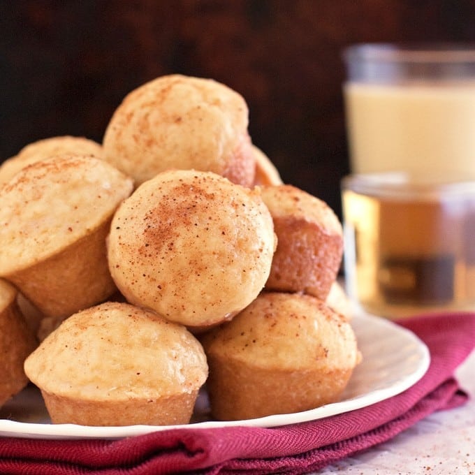 Baked Eggnog Mini Muffin Donuts with Rum Glaze - 2Teaspoons