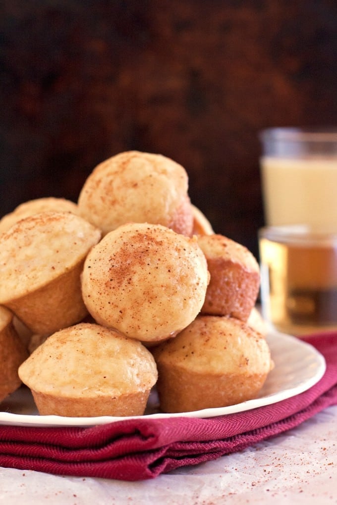 Baked Eggnog Mini Muffin Donuts with Rum Glaze - 2Teaspoons