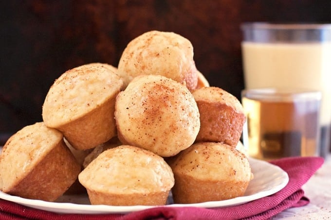 Baked Eggnog Mini Muffin Donuts with Rum Glaze - 2Teaspoons