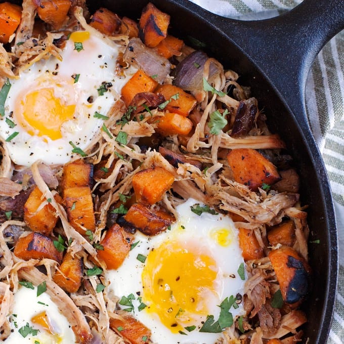 Pulled Pork Sweet Potato Hash and Eggs - 2Teaspoons