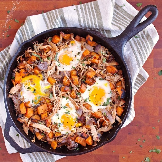 Pulled Pork Sweet Potato Hash and Eggs - 2Teaspoons