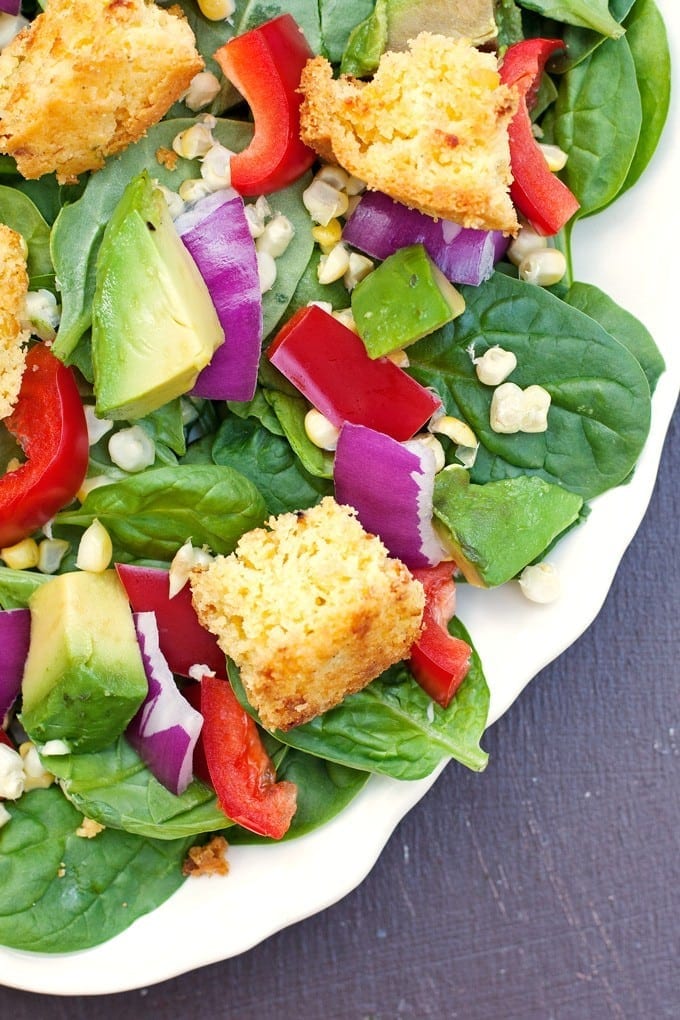 southwest salad with cornbread croutons