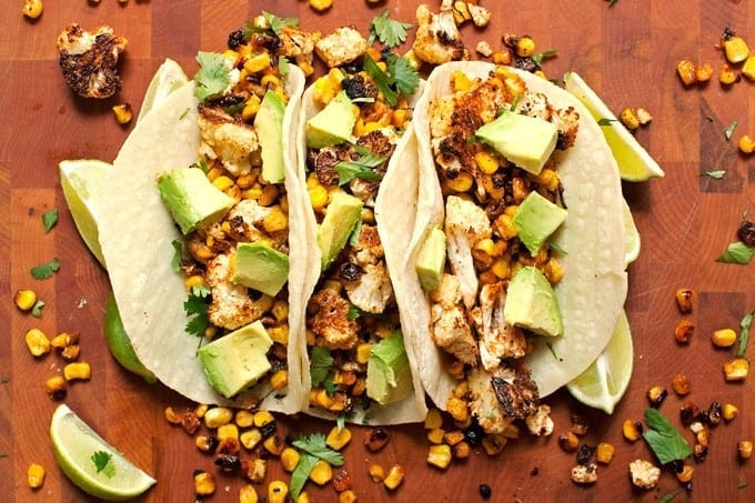 Roasted Corn and Cauliflower Tacos - 2Teaspoons