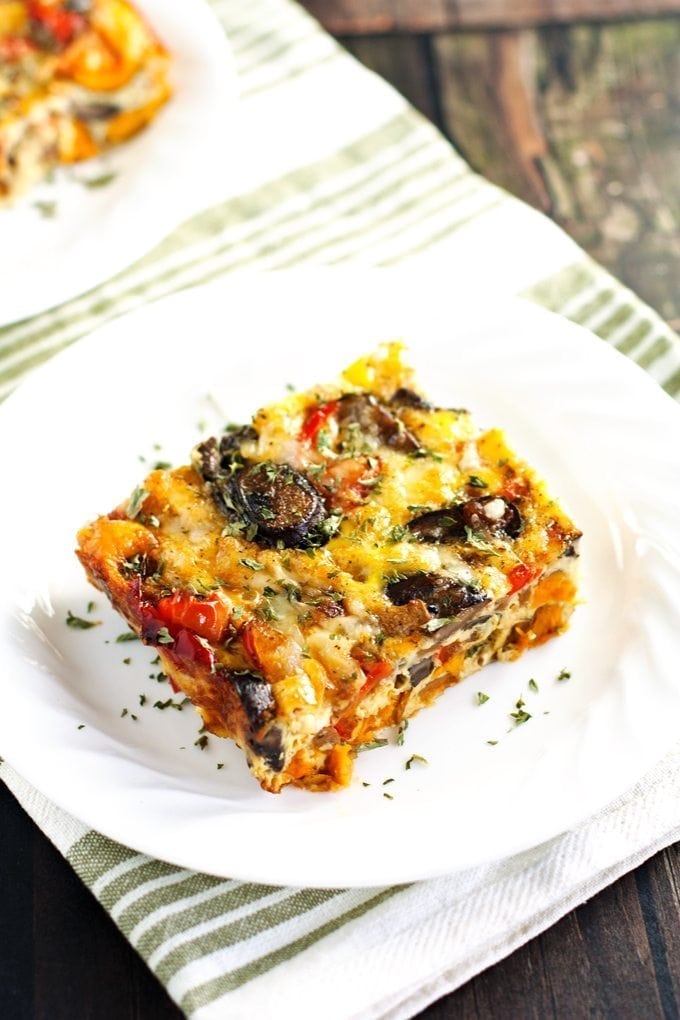 Egg bake slices served on plates for a delicious brunch recipe