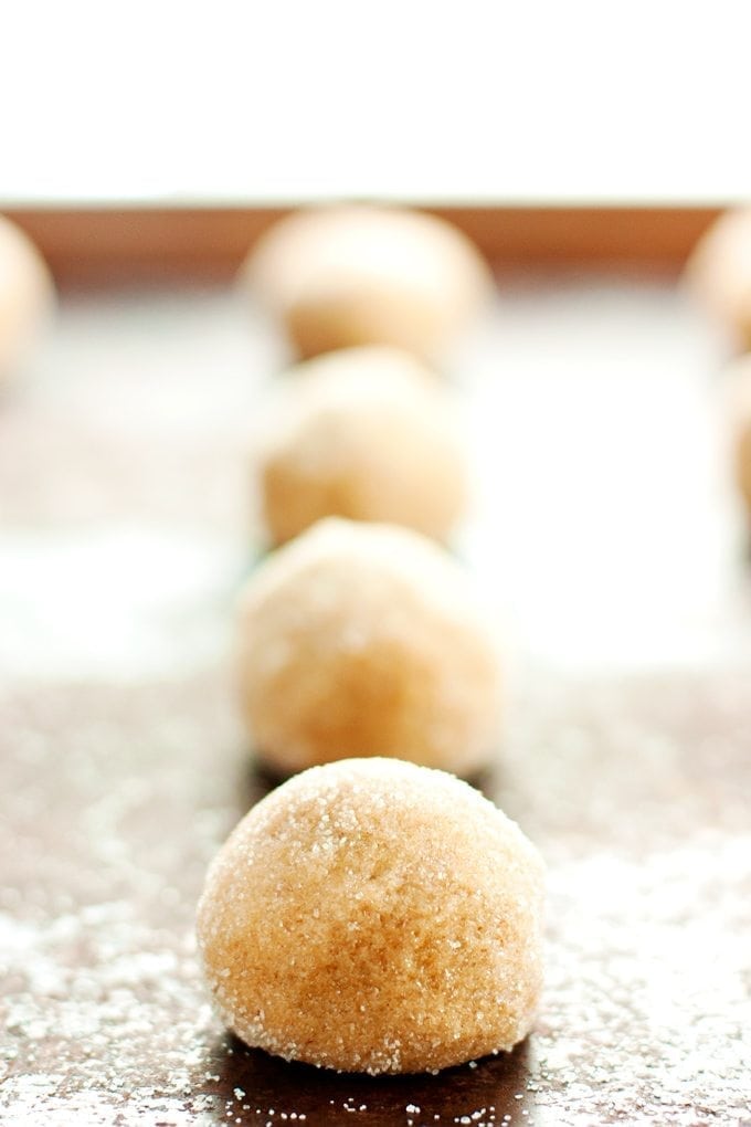 eggnog cookies ready to bake on a cookie tray