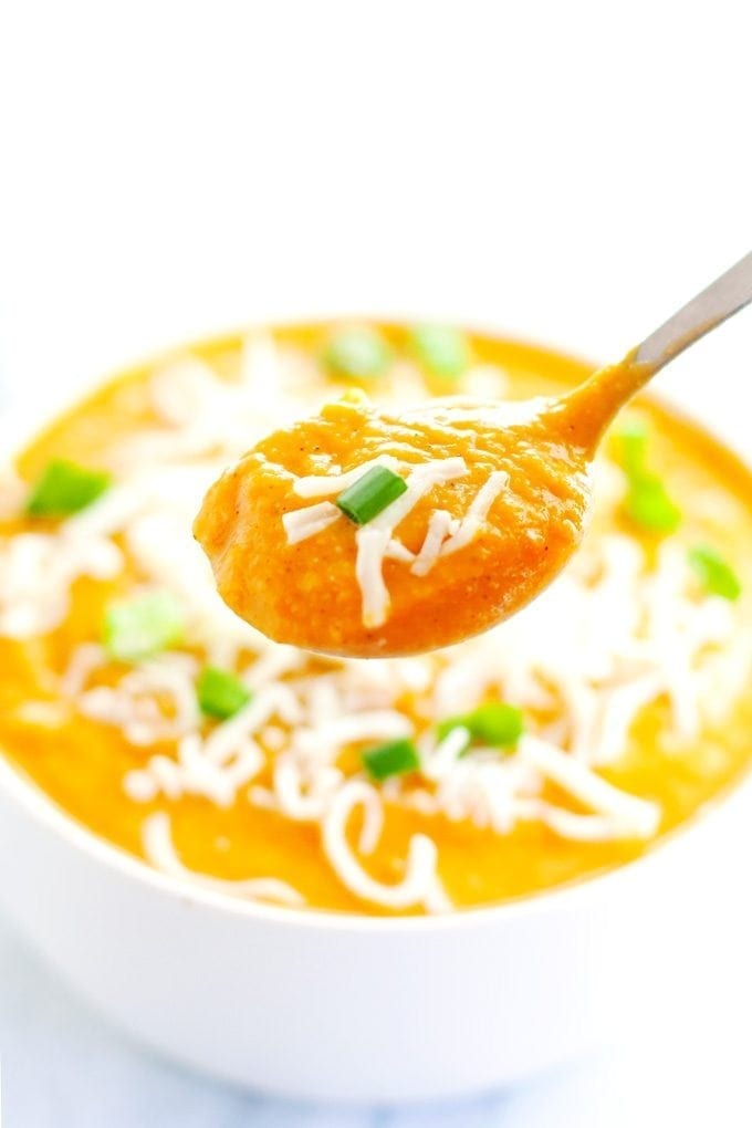 spoonful of cauliflower sweet potato soup